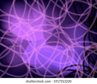 Fondo abstracto morado oscuro brillante con círculos y fractales. Patrones hippie brillantes únicos. Plantilla de vectores para diseño web.