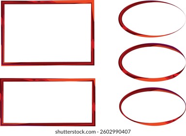 dark bright red abstract borders frames set