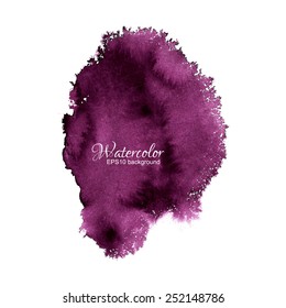 Dark Bright Violet, Purple Watercolor Vector Stain With Place For Your Text. 