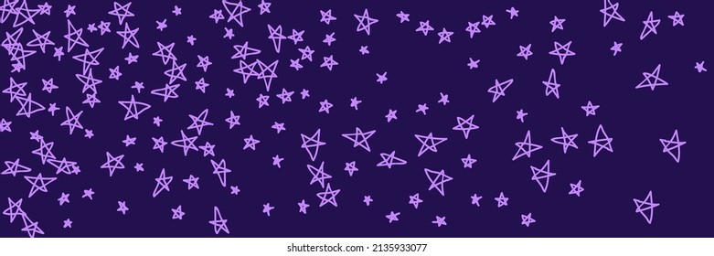 Dark Bright Vivid Lavender Violet Stars Chaotic Handdrawn Stars. Childish Pink Kids Vibrant Pastel Purple Naive Pinky Background. Stars Vivid Violet Childish Pinky Kids Lavender Illustration.