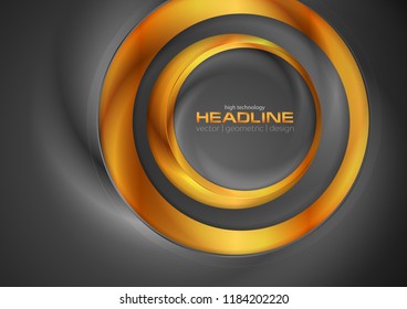 Dark bronze abstract glossy circles vector background