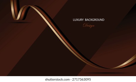 Diseño de Vector de fondo abstracto marrón oscuro. Fondo marrón de lujo con forma y decoración de cinta plegable. Traje para el Anuncio, telón de fondo, premio, certificado y otros