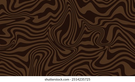 Dark Brown Abstract Background with Wavy Patterns and Organic Flowing Lines in Earthy Tones
