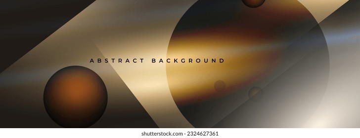 Dark brown abstract geometric background with circles and lines. Vector illustration