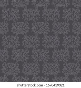 Fondo arabesco marrón oscuro. Patrón vectorial de amortiguador retro sin inconvenientes. Fondo estilizado de textura de flores vintage. La moderna moda de los años 70 o la decoración de la casa. La decoración florece por todas partes