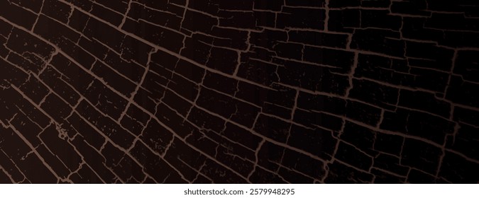 Dark brown background with cracked texture. The background features a brown color with a rustic, cracked style. Perfect for vintage-themed designs. Cracked texture vintage background vector