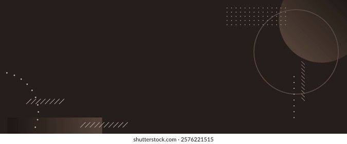 Dark brown background with geometric patterns. The background features brown circles and lines, creating a modern, textured look. Geometric pattern background vector. Black background.