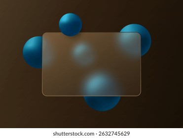 Fundo castanho escuro no estilo morfismo de vidro com esferas azuis.