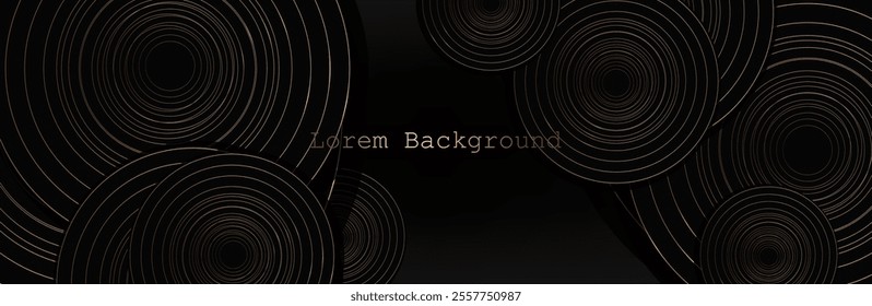 dark brown background with golden circles. modern background. vector illustration. eps 10