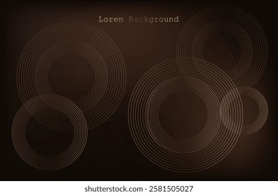 dark brown background with golden circles. modern background. vector illustration. eps 10