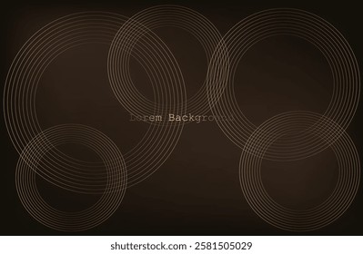 dark brown background with golden circles. modern background. vector illustration. eps 10