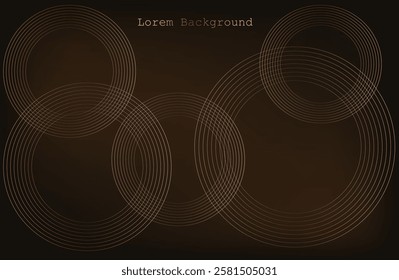 dark brown background with golden circles. modern background. vector illustration. eps 10