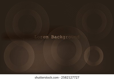 dark brown background with golden circles. modern background. vector illustration. eps 10