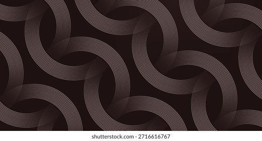 Fondo marrón oscuro con círculos dorados y líneas doradas. Fondo moderno. Ilustración vectorial. EPS 10