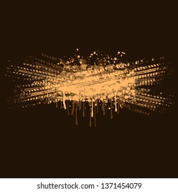 Dark brown background with grunge tire tracks splashes