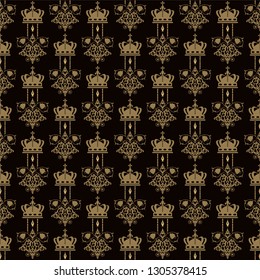 Dark brown background Royal style Wallpaper for your design. Seamless pattern. Vector image