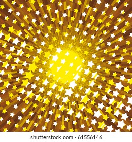 Dark brown background with sparkling golden stars.
