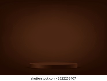 Dark Brown background vector 3d with podium. 3D abstract studio room with pedestal podium. Space for selling products on the website. Vector illustration.
