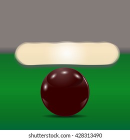 Dark Brown Ball On A Billiard Table. The Cue Ball In Front Of Broken Pyramid. Vector Illustration