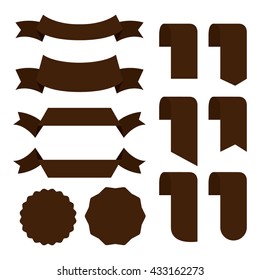 Dark Brown banner ribbon vector set isolated background