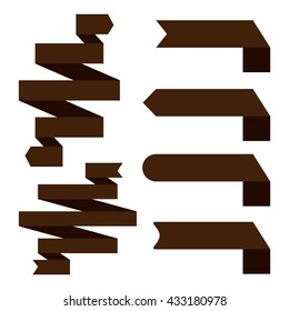 Dark Brown banner ribbon vector set isolated background