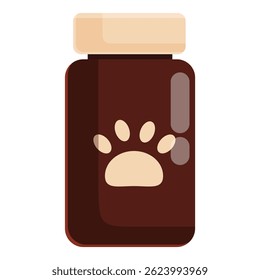 Dark brown bottle featuring a paw print, suggesting it contains medicine or vitamins for pets