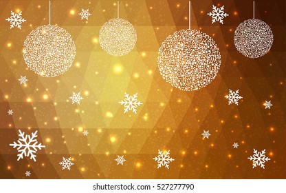 Dark Brown christmas postcard low polygon background. Vector illustration consisting of triangles. Abstract triangular polygonal origami or crystal design of New Year celebration.