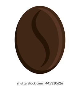 dark brown coffee bean front view over isolated background,vector illustration