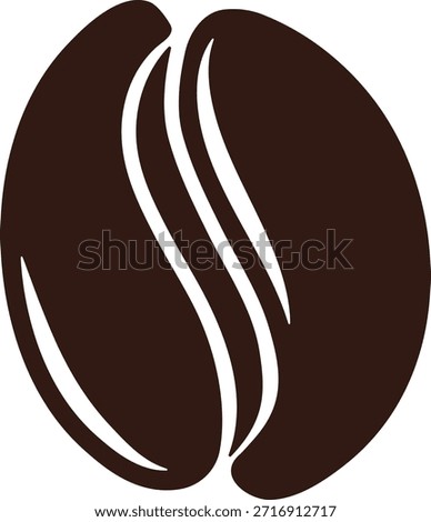 Dark brown coffee bean icon without background.