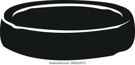 Dark brown coffee puck isolated on white background, top-down view espresso grounds coffee residue oval shape