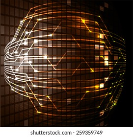 Dark brown color Light Abstract Technology background for computer graphic website internet. circuit