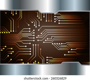 Dark brown color Light Abstract Technology background for computer graphic website internet. Circuit board. silver.