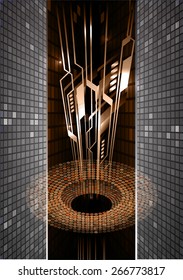 dark brown color Light Abstract Technology background for computer graphic website internet and business. circuit. Pixels, Mosaic, Table background. black