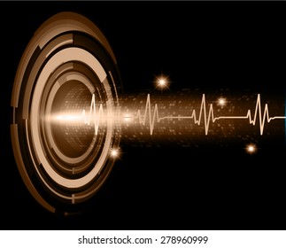 dark brown color Light Abstract Technology background for computer graphic website internet and business. circuit. vector illustration. infographics. pulse heart glossy web. wave