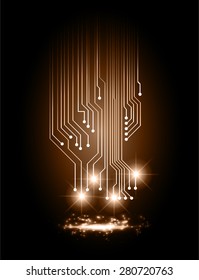 dark brown color Light Abstract Technology background for computer graphic website internet and business. circuit. vector illustration. star. spark.