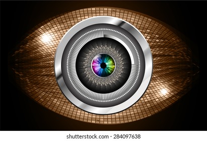 dark brown color Light Abstract Technology background for computer graphic website internet and business. circuit. vector illustration. infographics. eye eyeball.