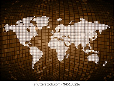 Dark brown color Light Abstract Technology background for computer graphic website internet and business.circuit.vector illustration.infographics. motion move.neon. pixel, Padlock, World Map, Global