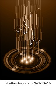 Dark brown color Light Abstract Technology background for computer graphic website internet and business. circuit. illustration. infographics. motion move blur.neon. pixel. vector eye