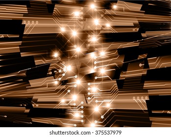 Dark brown color Light Abstract Technology background for computer graphic website internet and business. circuit. vector illustration. infographics. motion move blur.neon. pixel. eye scan virus