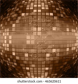 Dark brown color Light Abstract pixels Technology background for computer graphic website internet. circuit board. text box. Mosaic, table