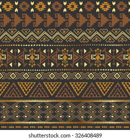 Dark brown color Navajo Ethnic seamless pattern. aztec abstract geometric print. Tribal hipster backdrop. Background texture. Wallpaper, cloth design, fabric, paper, wrapping, postcards. hand drawn.