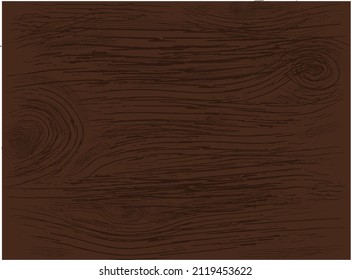 Dark brown colored wood board, beautiful natural wood background hand-drawn in vector, textured and scrathed. This authentic template is suitable for any design in vintage or any other style. 