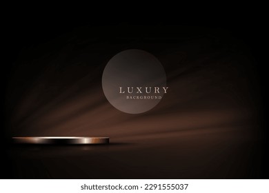 Dark brown composition with a round shiny podium