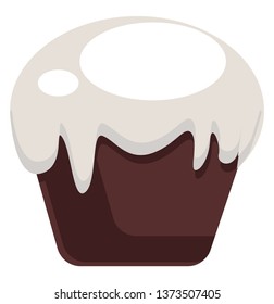 Dark brown coockie with white topping vector illustration on white background
