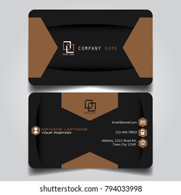 Dark brown creative modern name card and business card with horizontal standard size vector illustration.