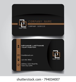 Dark brown creative modern name card and business card with horizontal standard size vector illustration.