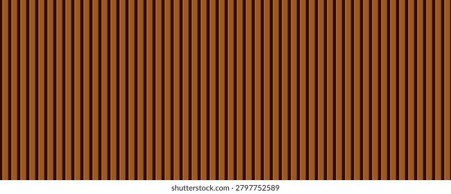 Dark brown fluted wood panel background with vertical black‑tan stripes, natural oak texture and subtle shadow effect, modern minimalist interior design vector pattern