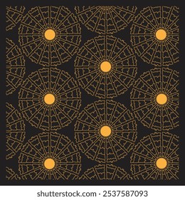 Dark brown geometric pattern with golden accents for a classic look.