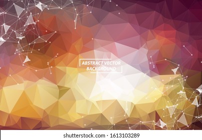 Dark Brown Geometric Polygonal background molecule and communication. Connected lines with dots. Minimalism background. Concept of the science, chemistry, biology, medicine, technology.
