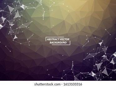 Dark Brown Geometric Polygonal background molecule and communication. Connected lines with dots. Minimalism background. Concept of the science, chemistry, biology, medicine, technology.